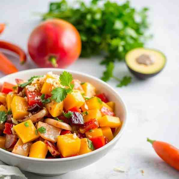 Zesty Mango Chow Food - Spicy Caribbean Salad
